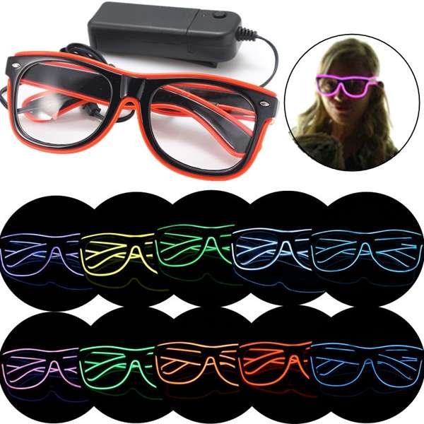 El Wire Neon LED Light Shutter Shaped Glasses For Rave Costume Party
