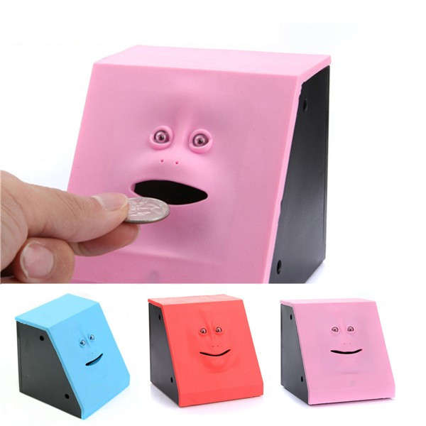 Face Bank Money Saving Box Sensor Coin Money Eating Box Monster Facebank Kids T