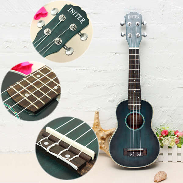 21 Inch Spruce Ukulele Gradient Blue Musical Instrument