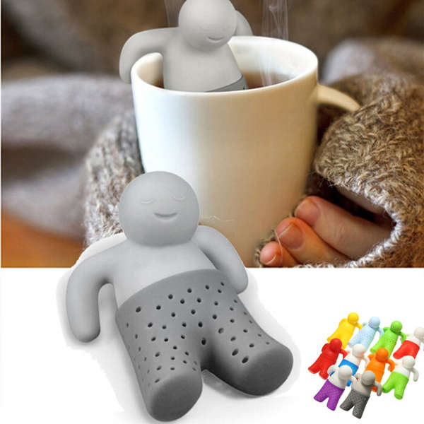 Lazy Man Shape Infuser Teapot Cute Tea Strainer Silicone Coffee Tea Strainer