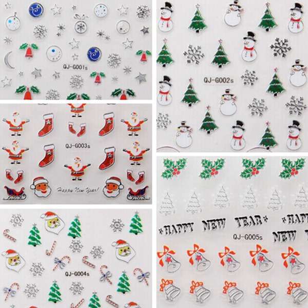 Metal Silver 3D Christmas Series Snowflake Gift Nail Art Sticker