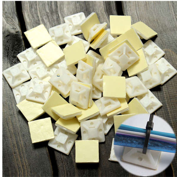 100pcs Self-adhesive Cable Tie Mounts Positioning Pieces 20*20MM