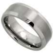 Beveled Edge Center Brushed Finish 8mm Comfort Fit Mens Tungsten Carbide Wedding Band Ring Sizes 8 t