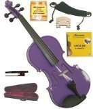 Merano MV300PR 4/4 Full Size Purple Student Violin with Case and Bow+Extra Set of Strings, Extra Bri
