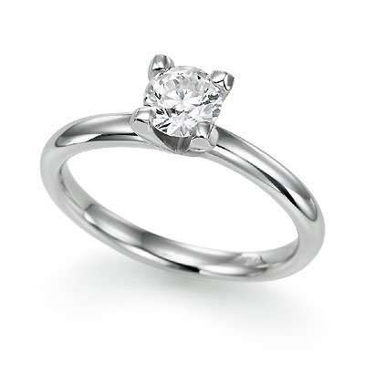 *R30000***1/2 ct. Round Diamond Solitaire Ring in 14K White Gold - Size 7