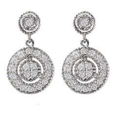 .50CT Diamond Dangle Earrings 14K White Gold