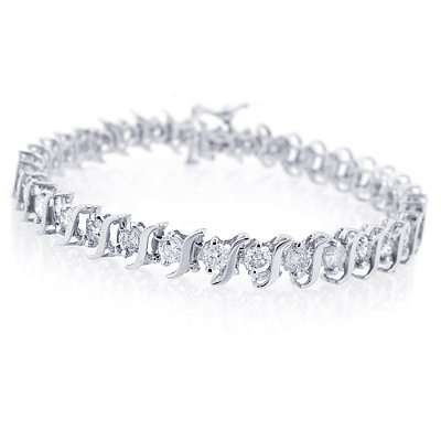 **R59000**10K Gold Diamond S-Link Tennis Bracelet (2 cttw, J-K Color, I2-I3 Clarity) - 7"