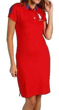 New U.s. Polo Assn. Women's Big Pony Golf Polo Shirt Dress (XL, Red) (X-Large)