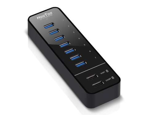 HooToo&reg; HT-UH010 7-Port USB 3.0 HUB with 2 Smart Charging Ports for iPad/iPhone/SAMSUNG/HTC Smar