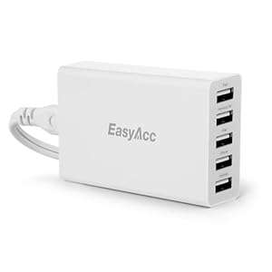 EasyAcc 25 Watts 5V / 5A 5 Port USB Charger with 5-Foot Power Cord Multi Port USB Portable Charger b
