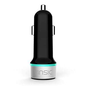 Car Charger VINSIC 24W 4.8A Dual USB Port Quick Car USB Charger Battery Charger for iPhon (Black)