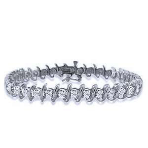 ***R58000***2 Carat Diamond 10k White Gold "S" Link Tennis Bracelet (7")