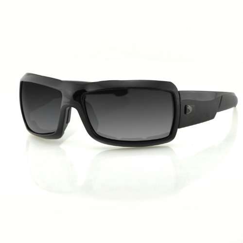 Bobster Trike ETRI001 Square Sunglasses,Black Frame/Smoked Lens,One Size