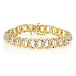 ***R30000***10k Yellow Gold, Diamond "X" Link Tennis Bracelet (1.25 ctw)
