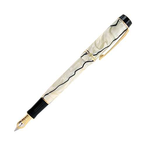 Parker Duofold Mini Demi Fountain Pen Pearl & Black Gold Trim Medium Nib