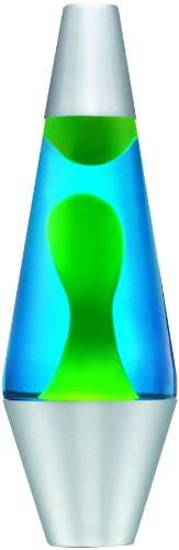 Lava Lite 2124 Classic 14.5-Inch 20-Ounce Silver Lava Lamp, Yellow Wax/Blue Liquid (Yellow/Blue/Silv
