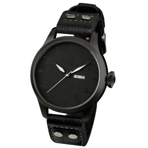 INFANTRY Mens Police Quartz Date&Day Display Wrist Watch Black Leather Strap Gift #IN-035-ALLB-L