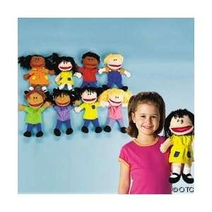 Plush Happy Kids Hand Puppets Set - 8 pc - Multi Ethnical Collection