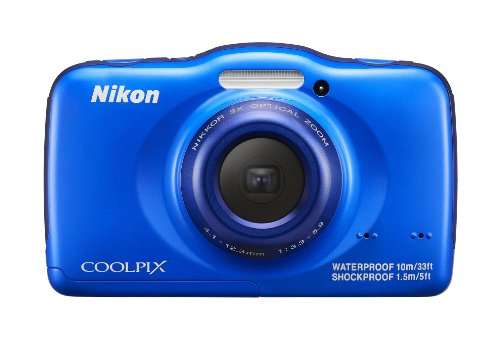 Nikon COOLPIX S32 13.2 MP Waterproof Digital Camera with Full HD 1080p Video (Blue)