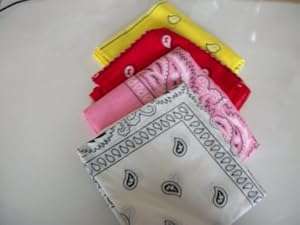 Four Pack Paisley Design Bandanas white red yellow pink. fast post