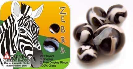Zebra Marbles Set   (24 Player Marbles & 1 Shooter)