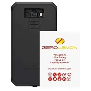 [180 Days Warranty] ZeroLemon LG G3 9000mAh Extended Battery Rugged Black Zero Shock Hybrid Pr