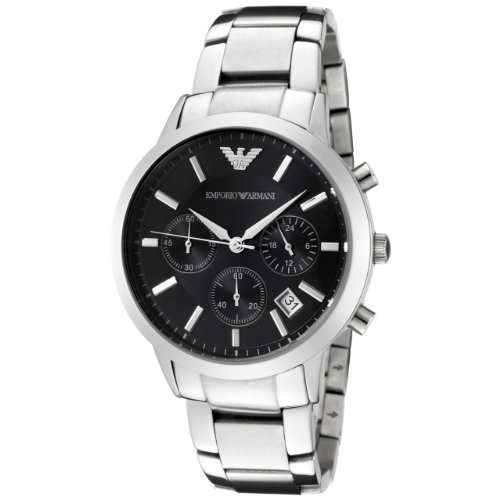 Emporio Armani Men's AR2435 Chronograph Black Dial Stainless Steel Watch