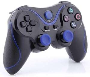 LowClick Unique Design Bluetooth Wireless Game Controller for PS3 (Blue & Black)