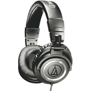 Audio Technica ATHM50 Studio Monitor Headphones, with Coiled Cable