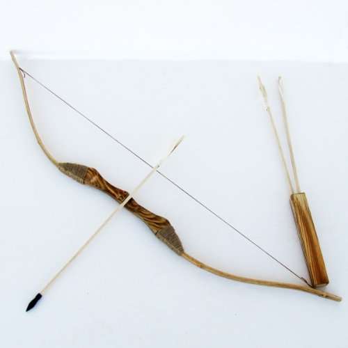Youth Wooden Bow and Arrod with Qiver and Set of 3 Arrows