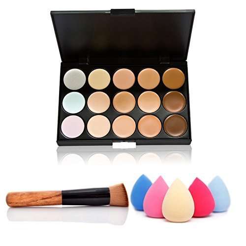 ACE Fashion Women Professional 15 Color Makeup Cosmetic Contour Concealer Palette Make Up+Sponge+Con