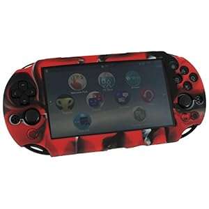ZedLabz SC-1 silicone skin protector gel cover case for Sony PS Vita 2000 Slim (Camo Red)