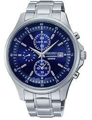 Seiko Blue Dial Chronograph Stainless Steel Mens Watch SNDE21