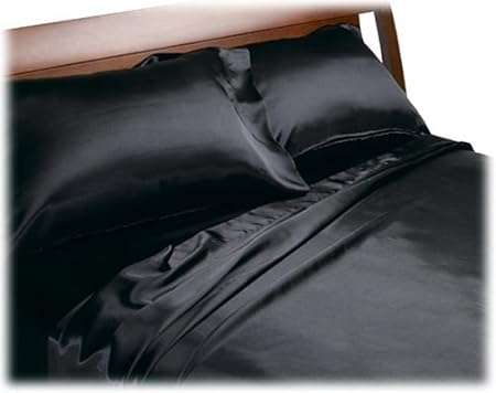 Divatex Home Fashions Royal Opulence Satin Sheet Set BLACK  KING