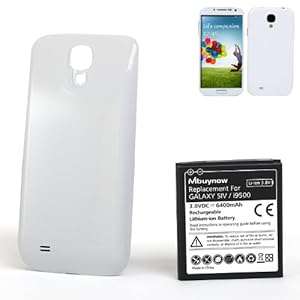 Mbuynow Samsung Galaxy S4 6400mAh Extended Battery i9500 with White Back Shell Cover