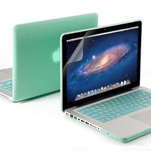 GMYLE(R) 3 in 1 Robin Egg Blue Matte Rubber Coated See-Thru Hard Case Cover for Aluminum Unibody 13.