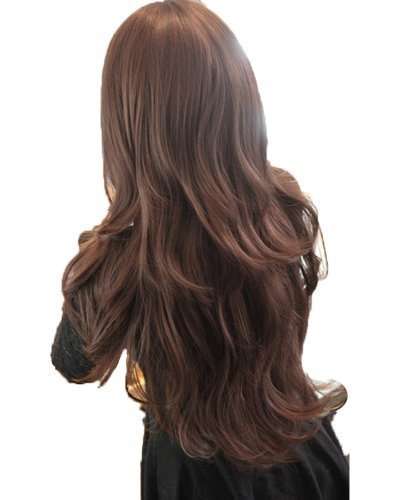 Womens Girls Fashion Wavy Curly Long Hair Human Full Wigs + Hairnet (Deep Brown) by Shot-in