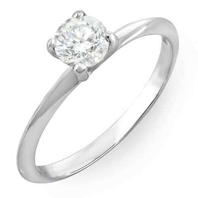 **R45000**14K White Gold Round White Diamond Solitaire Promise Ring 0.75 CT