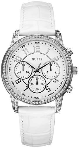 Guess Women's U13602L1 White Leather Quartz Watch with White Dial
