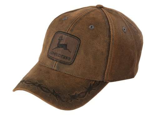 John Deere Men's Oilskin Look Patch Casual Cap Brown One Size