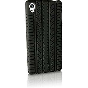 iGadgitz Black Tyre Tread Silicone Rubber Gel Skin Case Cover for Sony Xperia Z3 (Sony Xperia Z3)