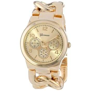 Geneva Women's 2380-gold-GEN Oversized Interlocked Chain Band Watch..