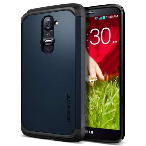 LG G2 Case, Spigen LG G2 Case Slim [Slim Armor] [Metal Slate] Dual Layer Protective Case for AT&T, S