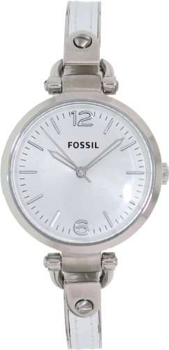 Fossil Georgia Three Hand Stainless Steel And Leather Watch - White Es3259