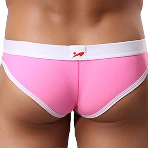 Binmer(TM)Sexy Mens Breathe Underwear Briefs Bulge Pouch Shorts Underpants (M, pink)