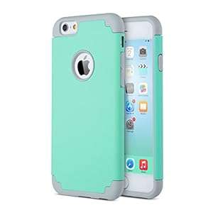 iPhone 6 Case ULAK Dual Layer Protection Slim Hybrid Impact Shockproof Silicon (Turquoise + Grey)