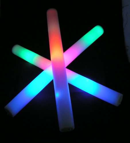 18 pack of 18" Multi Color Foam Baton LED Light Sticks - Multicolor Color Changing 3 model flashing