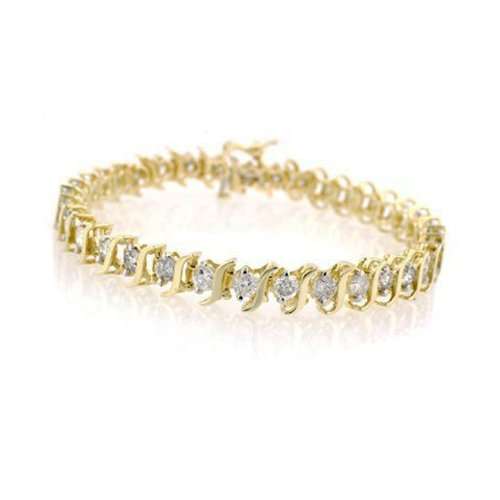 2.00 Carat 10K Yellow Gold Diamond Tennis Bracelet - 7"