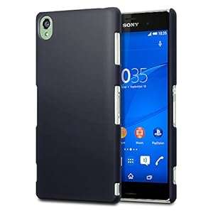 Sony Xperia Z3 Case Terrapin [Extra Slim Fit] Hybrid Rubberised [Black] Protective Hard C (Black)