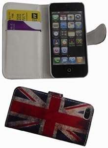 NEW STYLISH UNION JACK WALLET FLIP CASE COVER FOR APPLE IPHONE 4/4S BUILT IN CARD HOLDER AND NO